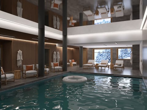 Indoor pool, sun loungers