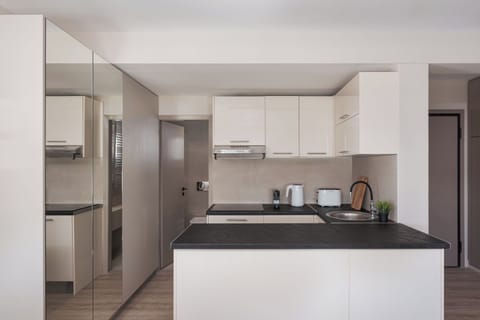 Luxury Apartment | Private kitchen | Fridge, microwave, stovetop, espresso maker