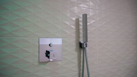 Shower, rainfall showerhead, eco-friendly toiletries, hair dryer