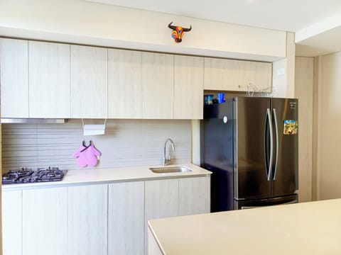 Exclusive Apartment, Lake View | Private kitchen | Full-size fridge, microwave, oven, stovetop