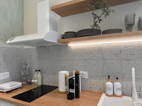 Luxury Apartment, Ground Floor | Private kitchen | Mini-fridge, stovetop, electric kettle, toaster