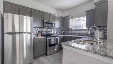 Standard Apartment, 2 Bedrooms (QueenBed) | Private kitchen | Full-size fridge, microwave, stovetop, dishwasher