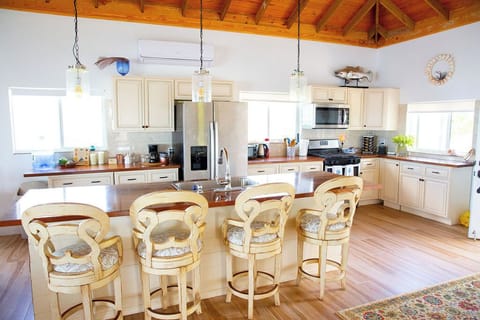 Villa | Private kitchen | Full-size fridge, microwave, oven, stovetop