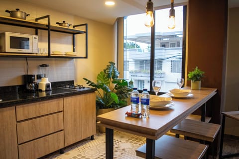 Comfort Apartment, City View | Private kitchen | Full-size fridge, microwave, oven, stovetop