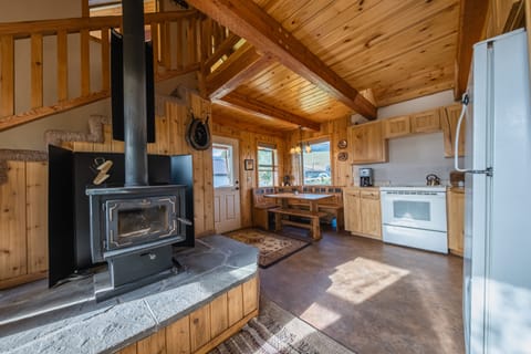 Cabin, Multiple Beds, Patio, Mountain View (The Cabin on the Ranch) | Private kitchen | Fridge, microwave, oven, stovetop