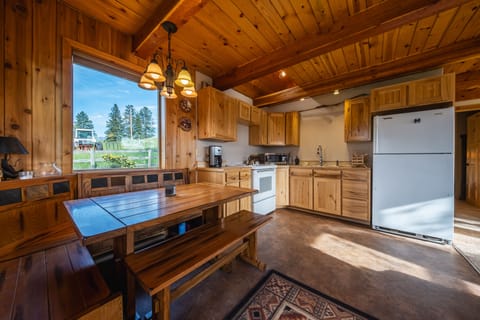 Cabin, Multiple Beds, Patio, Mountain View (The Cabin on the Ranch) | Private kitchen | Fridge, microwave, oven, stovetop