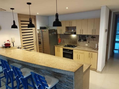 Family Apartment, 3 Bedrooms, Terrace, Sea View | Private kitchen | Full-size fridge, oven, stovetop, blender