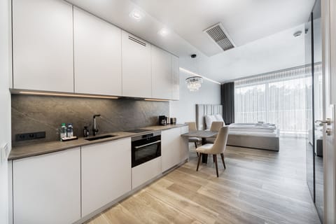 Junior Suite | Private kitchenette | Fridge, stovetop, highchair, cookware/dishes/utensils