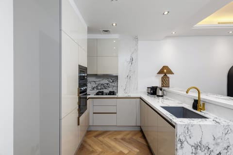 Classic Apartment, Balcony, Sea View | Private kitchen | Fridge, microwave, oven, stovetop