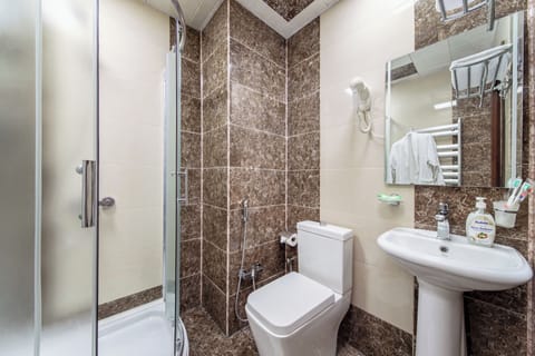 Basic Double Room, City View | Bathroom | Shower, rainfall showerhead, eco-friendly toiletries, hair dryer