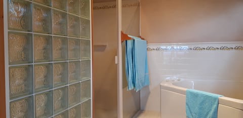 Double Deluxe Spa Room | Bathroom | Hair dryer, towels, soap, toilet paper