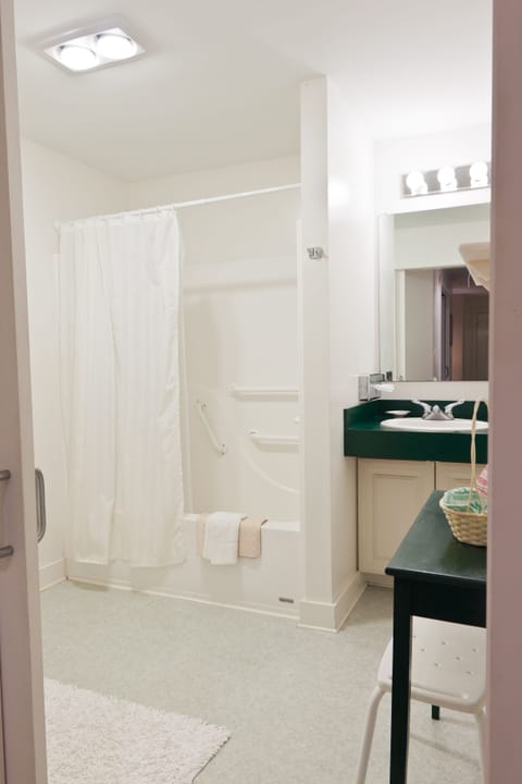 Deluxe Suite, 2 Bedrooms | Bathroom | Hair dryer, towels