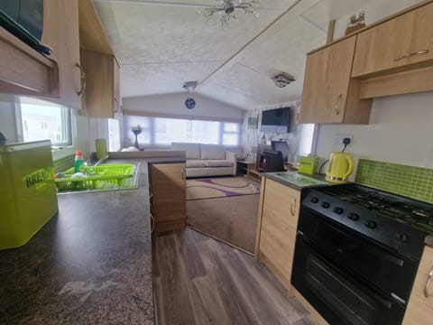 Cabin | Private kitchen | Fridge, microwave, oven, stovetop