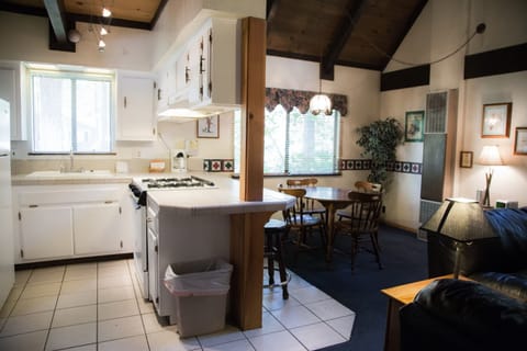 Family Cabin, 2 Double Beds with Fireplace | Private kitchen | Fridge, microwave, coffee/tea maker