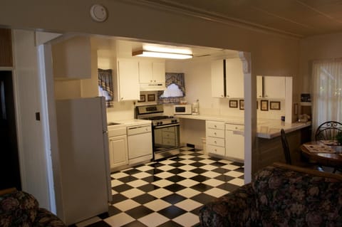 Family Cabin, 2 Double Beds with Fireplace | Private kitchen | Fridge, microwave, coffee/tea maker