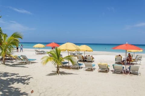 On the beach, white sand