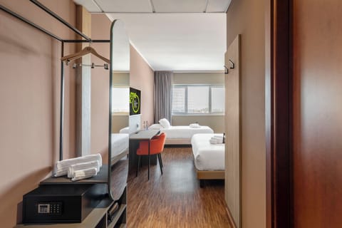 Hypo-allergenic bedding, down comforters, desk, laptop workspace