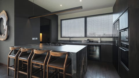 Villa, 3 Bedrooms, Private Pool, Garden View | Private kitchen | Fridge, microwave, oven, stovetop