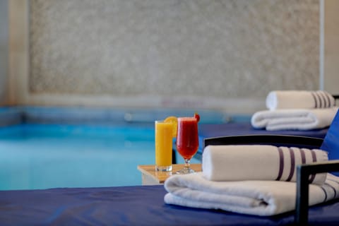 Indoor pool, pool umbrellas