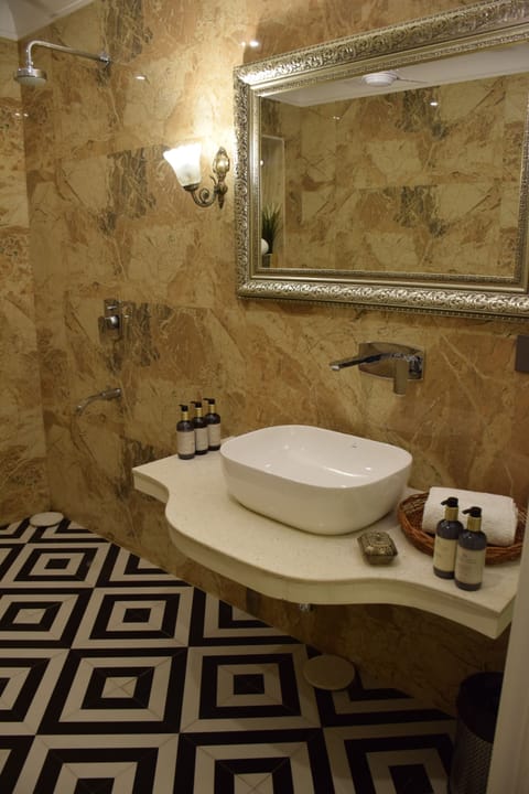 Executive Suite | Bathroom | Shower, hair dryer, towels, soap