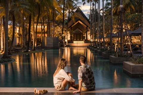 Outdoor pool, sun loungers