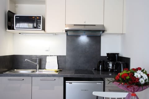 Studio | Private kitchenette | Full-size fridge, microwave, stovetop, dishwasher