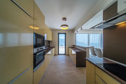 Comfort Penthouse, Sea View | Private kitchen | Full-size fridge, microwave, oven, stovetop