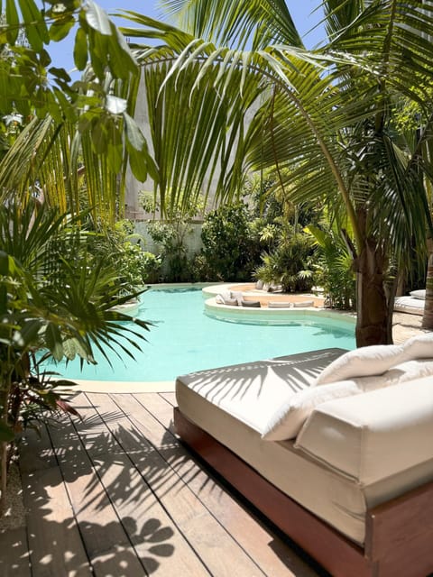 Outdoor pool, pool umbrellas