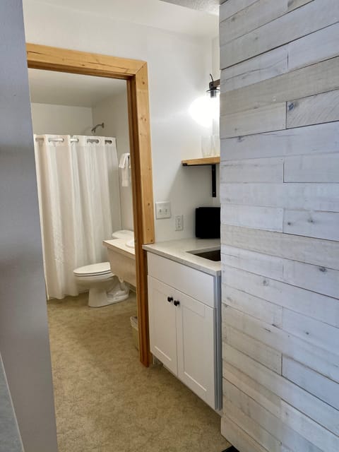 Courtyard King / Queen Suite | Bathroom | Combined shower/tub, free toiletries, hair dryer, towels