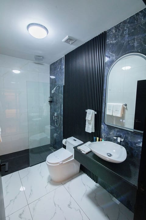 Deluxe Room | Bathroom | Separate tub and shower, towels, soap, shampoo