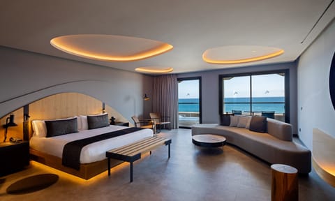 Junior Suite, Balcony, Sea View | Premium bedding, minibar, in-room safe, desk