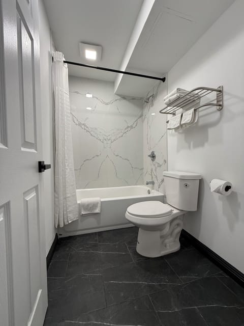 Shower, towels, soap, shampoo