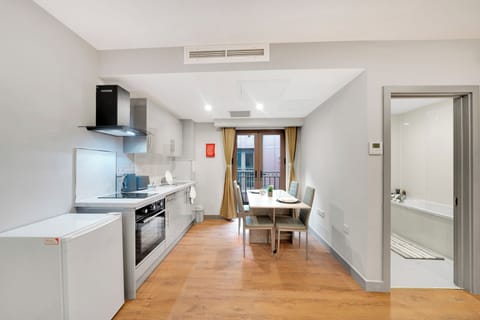 Apartment | Private kitchen | Fridge, microwave, oven, stovetop