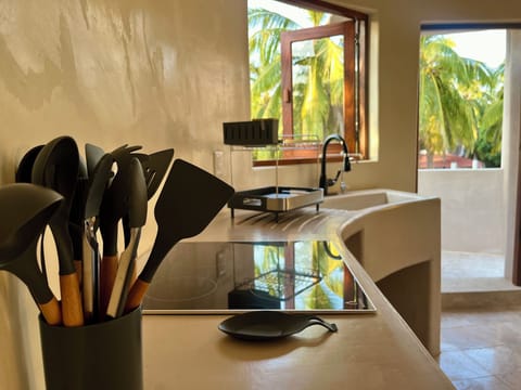 Superior Apartment, Garden View | Private kitchen | Fridge, stovetop, cookware/dishes/utensils