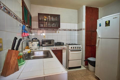 Family Apartment, Kitchen, Courtyard View | Private kitchen | Full-size fridge, microwave, oven, stovetop