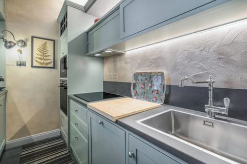 Apartment, Balcony, City View | Private kitchen | Fridge, microwave, oven, stovetop