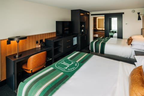 Premium bedding, individually decorated, desk, laptop workspace