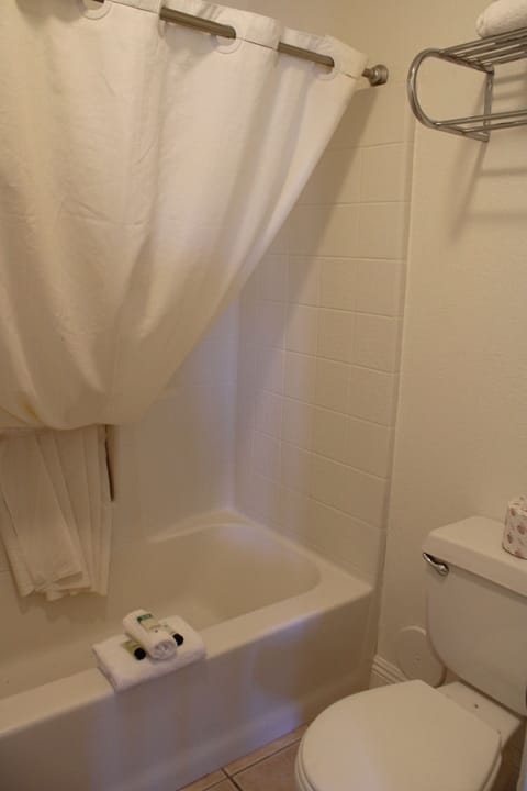 Combined shower/tub, towels