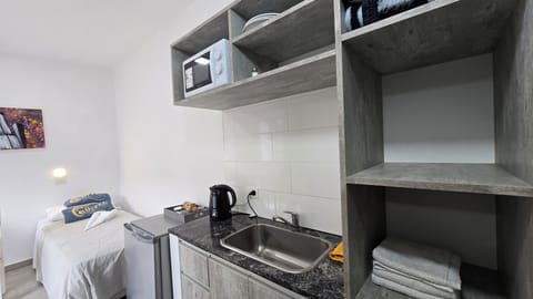 Standard Apartment, Garden View | Private kitchenette | Fridge, microwave, cookware/dishes/utensils