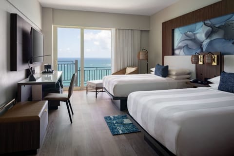 Room, 2 Double Beds, Non Smoking, Oceanfront | Premium bedding, in-room safe, desk, blackout drapes