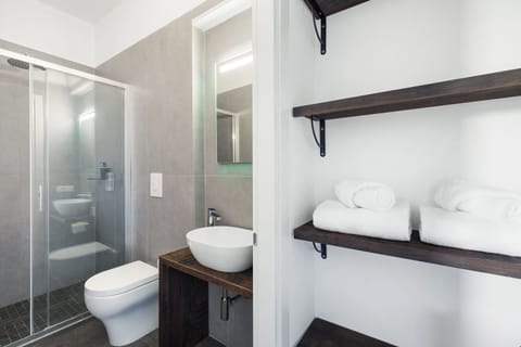 Deluxe Double Room, Private Bathroom | Bathroom | Shower, hair dryer, towels, soap