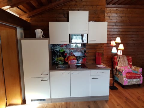 Apartment | Private kitchen | Fridge, microwave, electric kettle, cookware/dishes/utensils