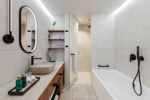 V Level Suite for 2+2 Seaview | Bathroom | Eco-friendly toiletries, hair dryer, bathrobes, slippers