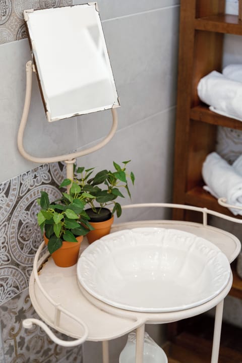 Shower, hair dryer, bathrobes, towels