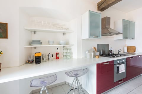 Apartment (1 Bedroom) | Private kitchen | Oven, espresso maker, highchair