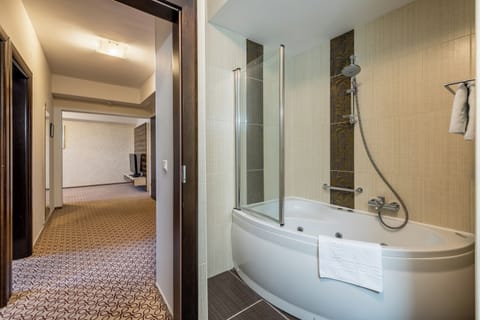 Deluxe Apartment | Bathroom | Free toiletries, hair dryer, slippers, towels