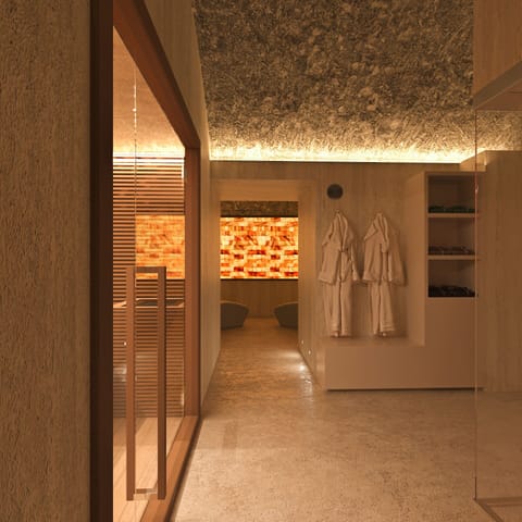 Sauna, hot tub, steam room, massages