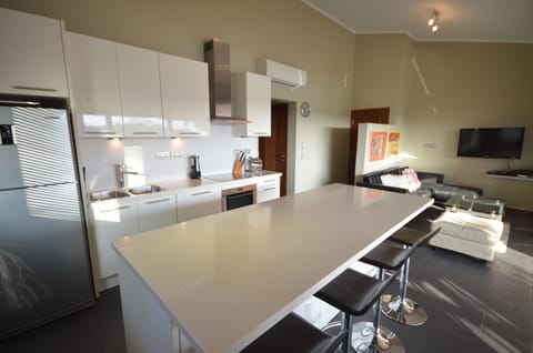 Apartment, 2 Bedrooms, Ocean View | Private kitchen | Full-size fridge, microwave, oven, stovetop