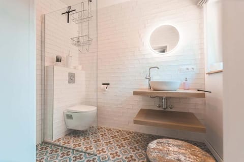 Standard Double Room, Patio | Bathroom | Shower, hair dryer, bathrobes, towels