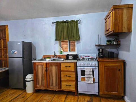 Cabin | Private kitchen | Fridge, stovetop, coffee/tea maker, toaster